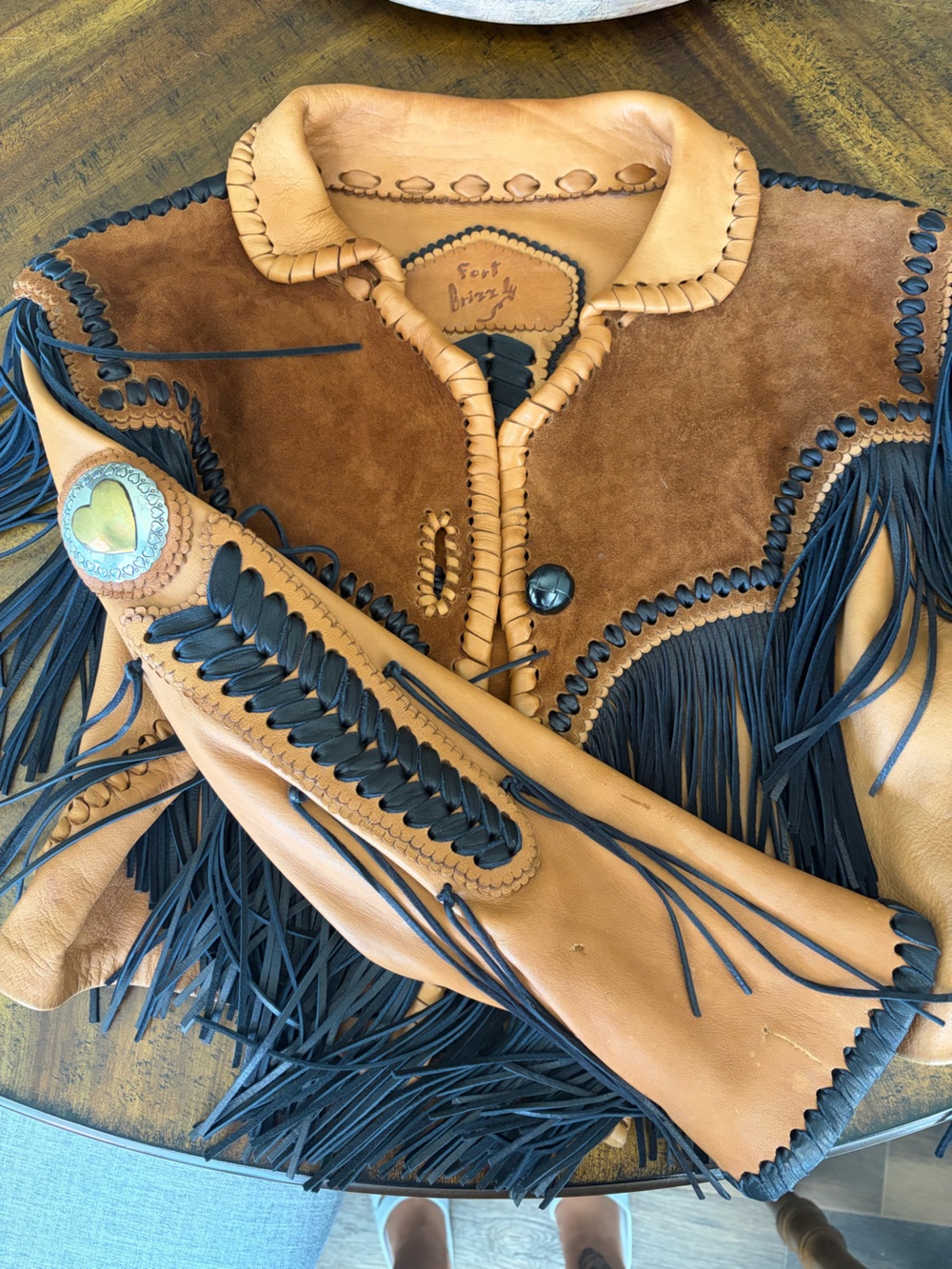 Fort Grizzly Tan Suede with Black Leather Fringe Jacket No. 244 - Picture 9 of 11